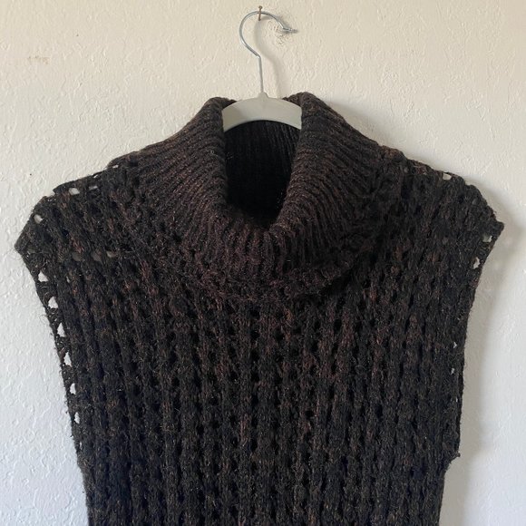 Cache Open Knit Sleeveless Turtleneck Sweater Top - Picture 2 of 11